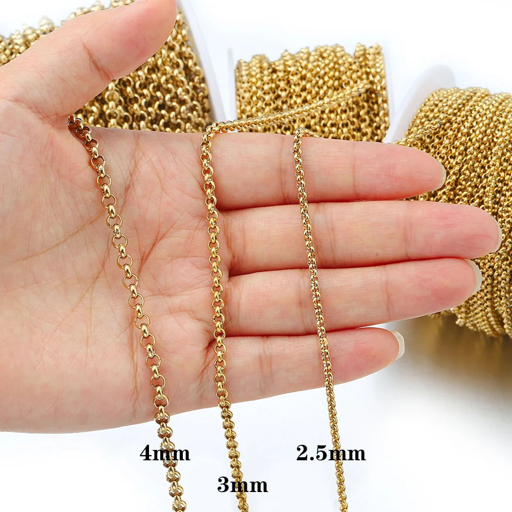 Цепочка из нержавеющей стали золотого цвета длинной 1 метр для браслета и