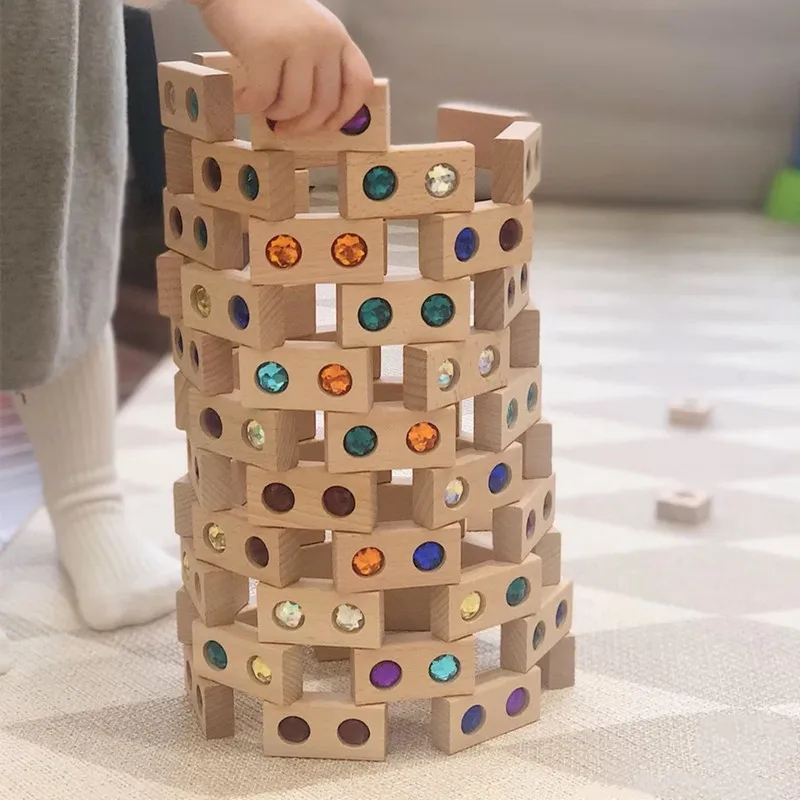 

Wooden Toy Gems Blocks Rainbow Stacking Blocks Toys Natural Wood Blocks Kids Blocks Educational Houten Speelgoed