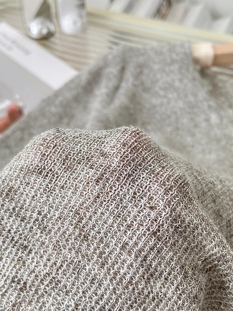 Женский серый пуловер свитер футболка Harajuku корейский кашемировый с длинными