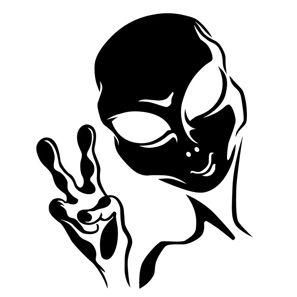 

12X15.3CM Interesting Vinyl Decal Space Alien Star Astronaut Personality Car Stickers Ufo Black / Silver