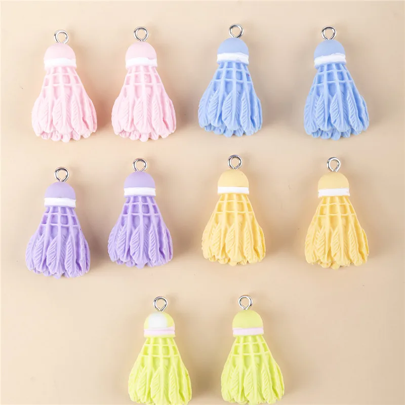 

10Pcs Colorful Cartoon Simulation Badminton Resin Charms Pendants Cute Diy Necklace Earring Women Jewelry Accessories