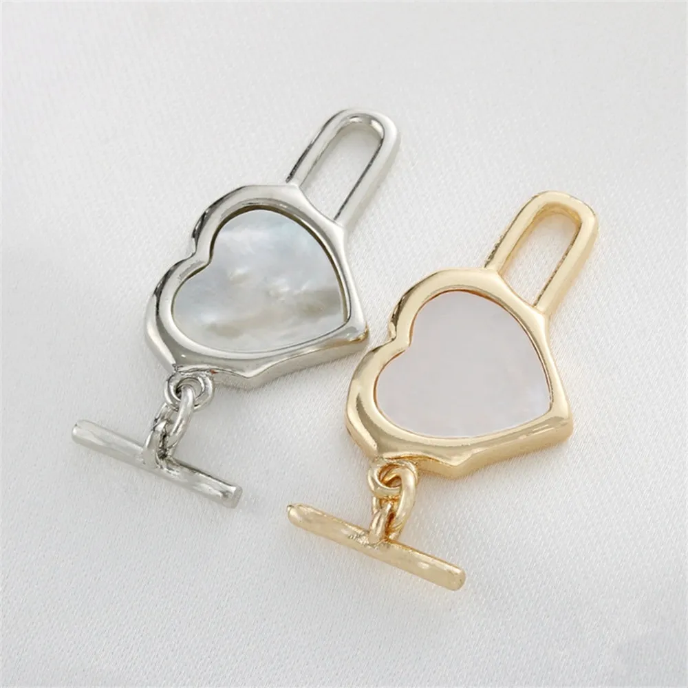 

14K gold clad peach heart with shell OT buckle love IQ connection closing buckle diy bracelet necklace jewelry accessories