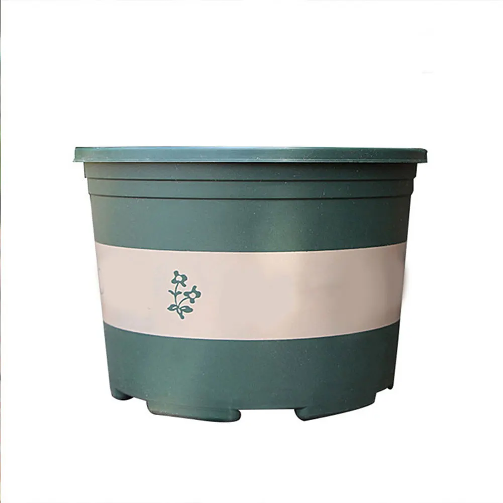 Большой круглый короткий горшок для цветов утолщенный пластиковый цветочный с
