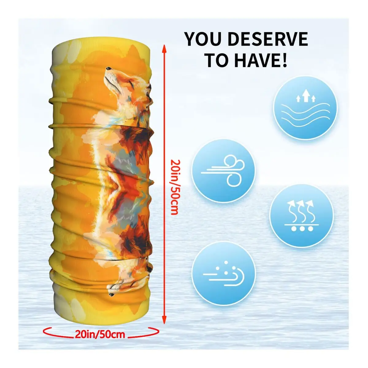 Иллюстрация лисы Вдохновляющий шарф шейный платок Маска для шеи и лица Полиэстер