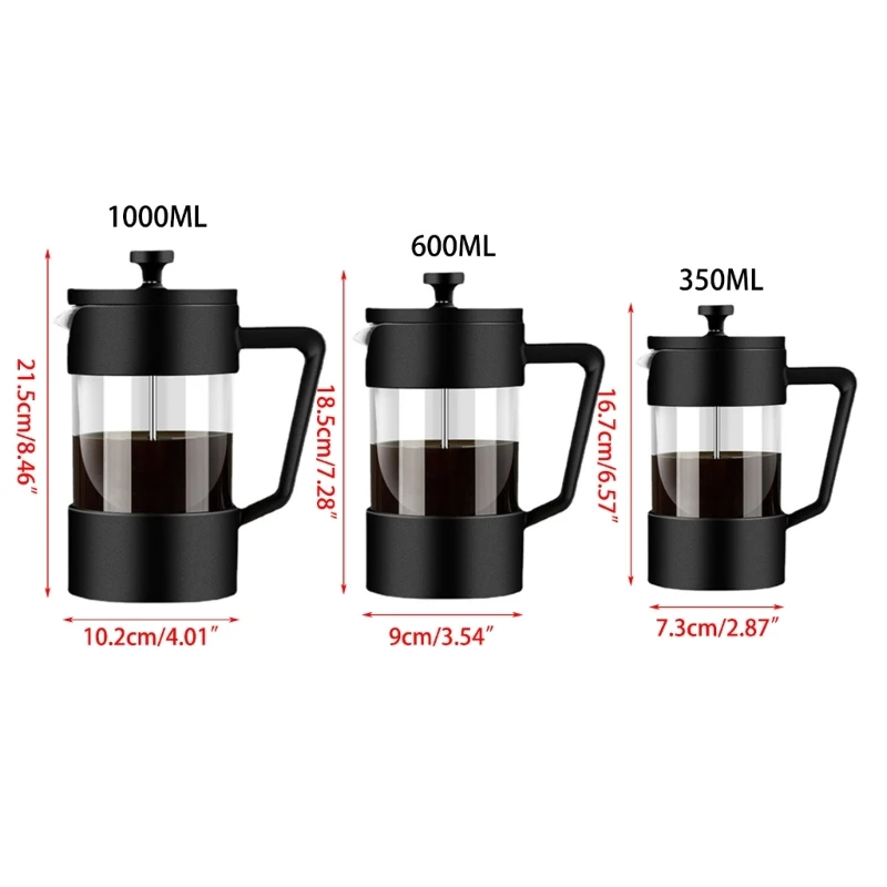 Kitchen French Press Espresso- and Tea Maker with Triple Filters Stainless Steel images - 6