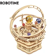 Robotime Rokr 84pcs Rotatable DIY 3D Starry Night Wooden Model Building Kit Block Assembly Music Box Toy Gift for Children Adult