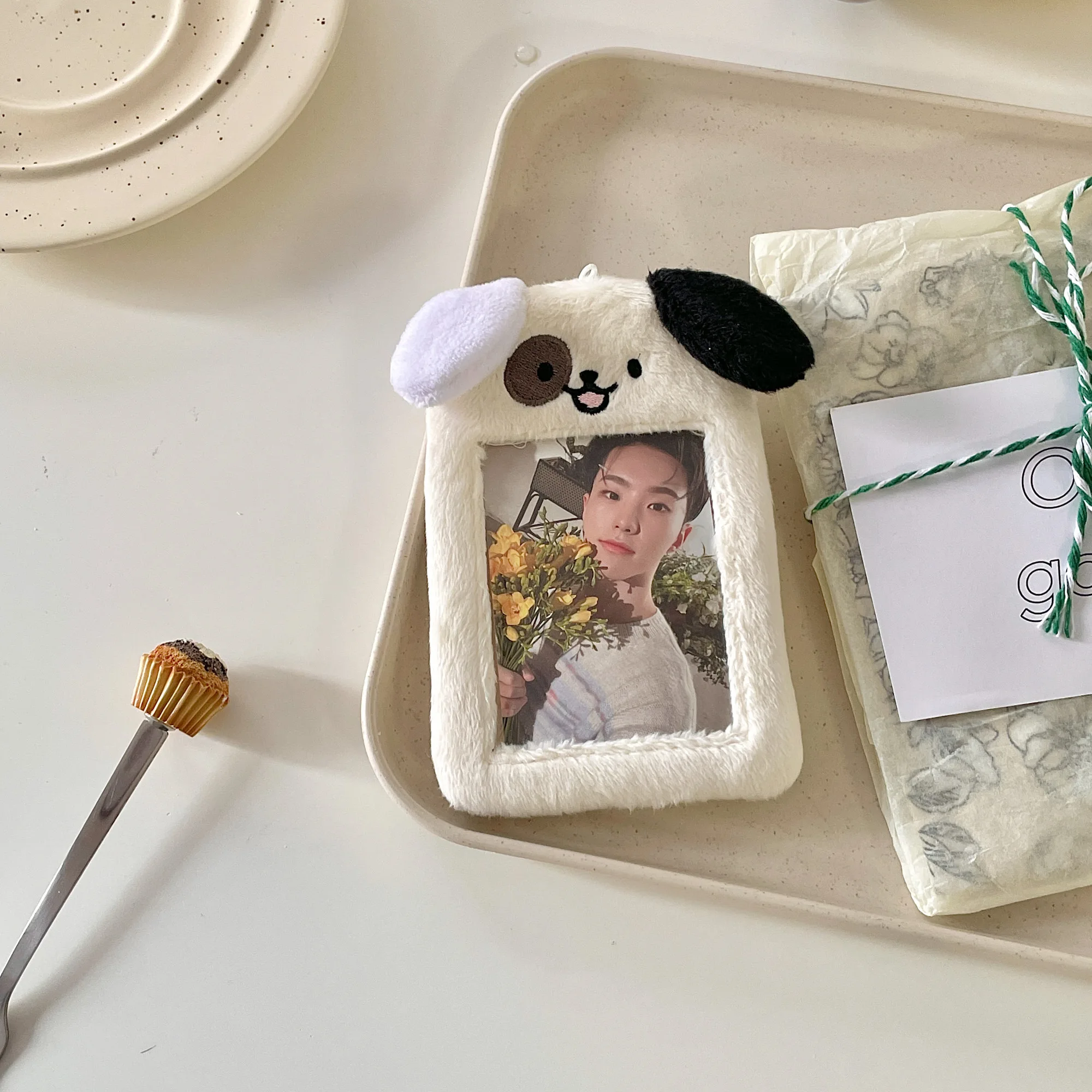 MINKYS New Arrival Kawaii Dog Plush Photocard Holder Credit ID Bank Card Photo Bus Protective Case Sleeves Stationery |