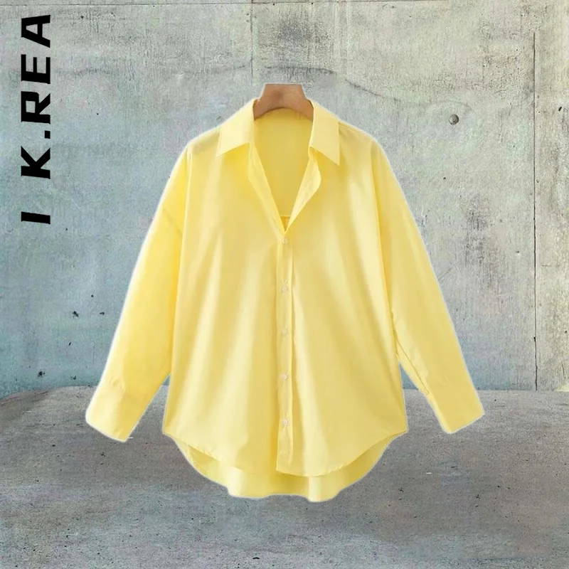 

I K.Rea Women Shirt Fashion Korean Style Solid Color Casual Top Slim Ladies Loose Tops Party Shirts Womens New Party Female