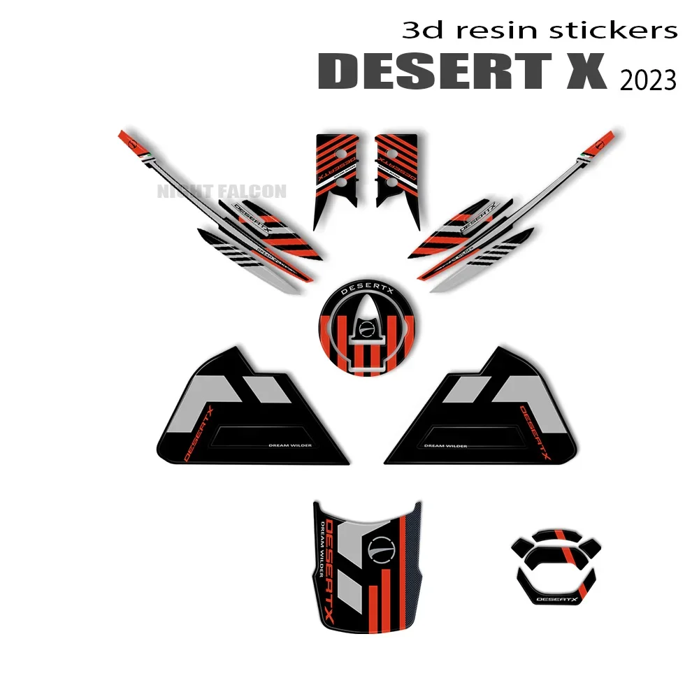 2023 DesertX Tank Pad Мотоцикл 3D Гель Эпоксидная смола Наклейка Защитный комплект