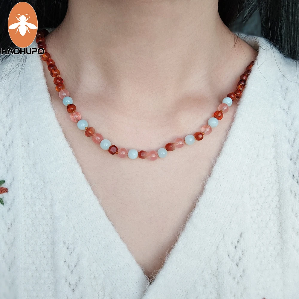 

Ожерелье HAOHUPO из натурального янтарного камня диаметром 33-60 см, сертификат подлинности, подлинный Балтийский амбар, Детские и женские ювели...