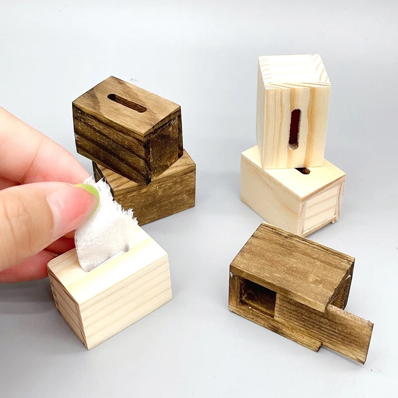 

1Pc 1:12 Dollhouse Miniature Tissue Box Paper Box Tissue Paper Box Livingroom Furniture Model Decor Toy（Only Box,no tissue）