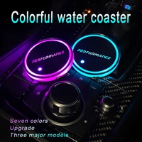 7 colors led luminous coasters cup holder for bmw performance car logo auto accessories 2 pcs atmosphere light