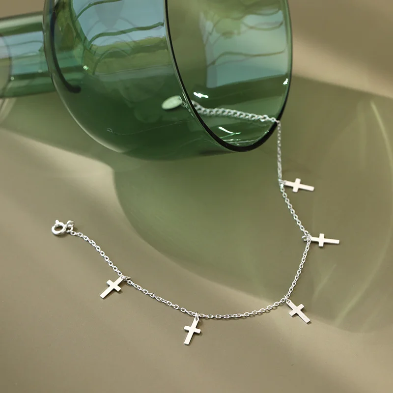 

Silver Enkelbandje Anklets Sterling 925 Jwelry For Women Cross Anklet Party Gifts For Girls Jewelry Joyeria Fina Acessorios