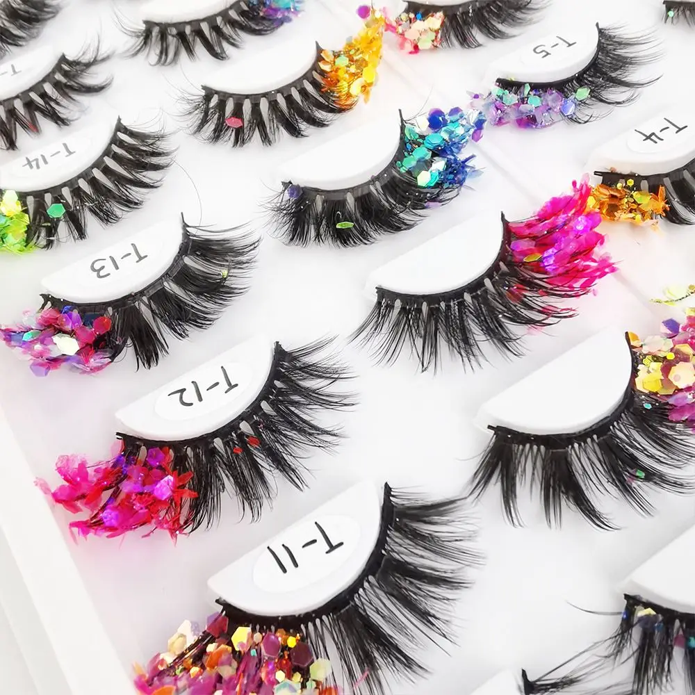 Red Blue Yellow Pink False Eyelashes Natural Fluffy Soft Lashes Eye Lash Extension Makeup