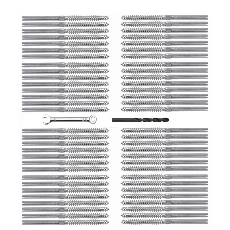 

30 Pairs Swage Lag Screws Left & Right for 1/8 Inch Cable Railing Stainless Steel T316 Stair Decking Railing Hardware DIY Woo