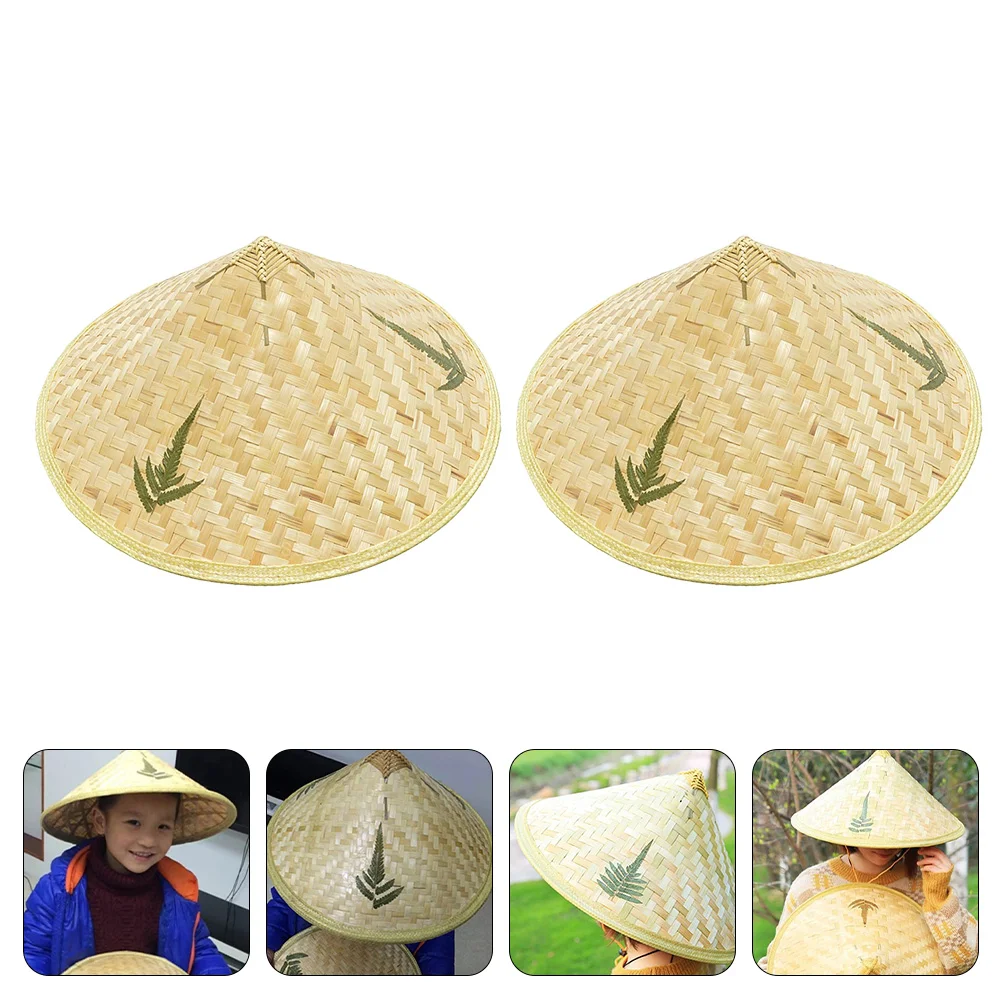 

Бамбуковая Шляпа 2 шт., соломенная детская шапка, летняя, японская, плетеная, Бамбуковая, китайская, восточная, детская