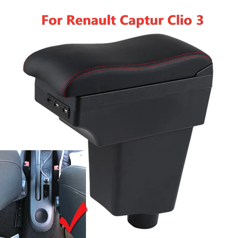 

For Renault Clio 3 Captur Armrest Box Car Styling Decoration Central Store Content USB Interface Box Large Space Accessories