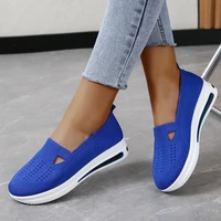 women shallow slip on flats shoes 2022 mesh breathable platform sneakers female lightweight loafers size 43 zapatillas de mujer