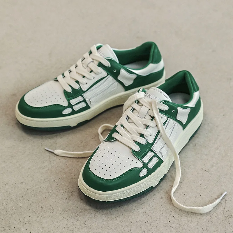

2022 New Sneakers Men's Board Shoes Fashion Skull Designer Male Leather Sport Casual Shoes Breathable Lace Up Men Chunky Sneaker