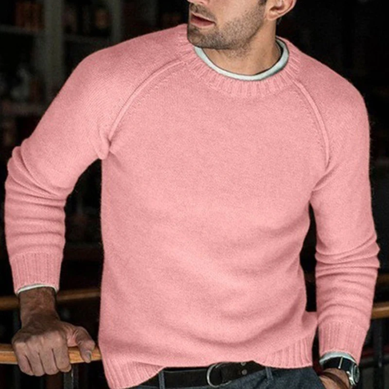 Big Sale! Men Round Neck Sweater Solid Color Pullover Spring Autumn Wear Thin Fashion Undershirt Knitted Loose Jumper Tops Coat