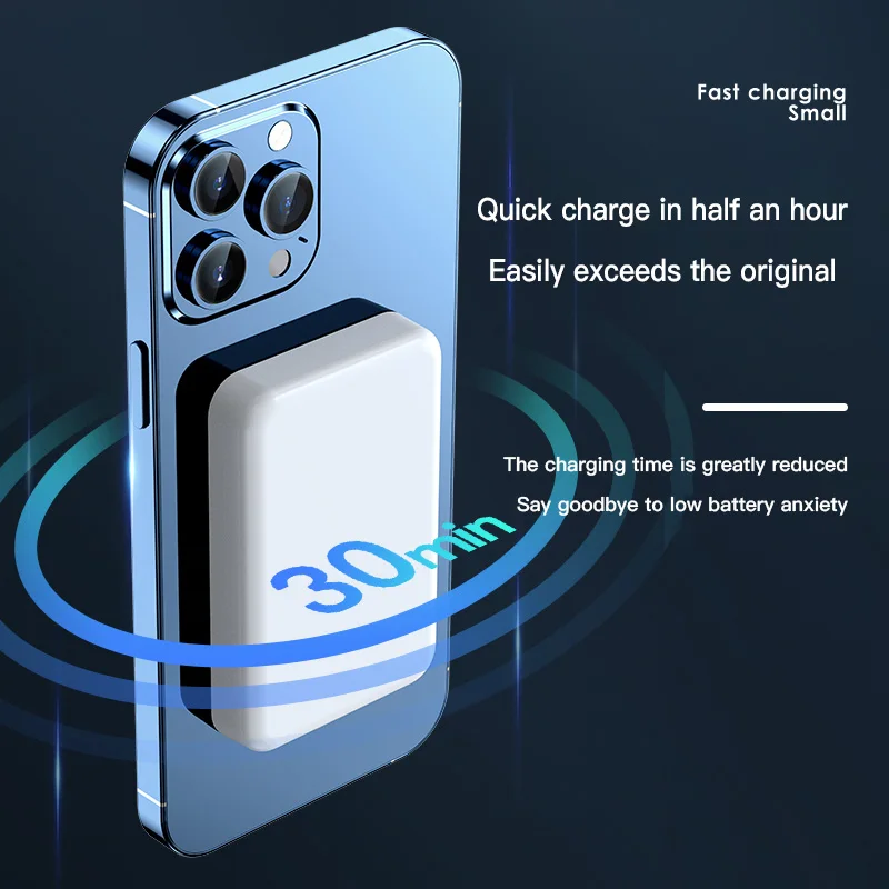 20000mAh Magnetic Power Bank Mini Portable Large Capacity Charger PD20W Wireless Fast Charge External Battery for iPhone