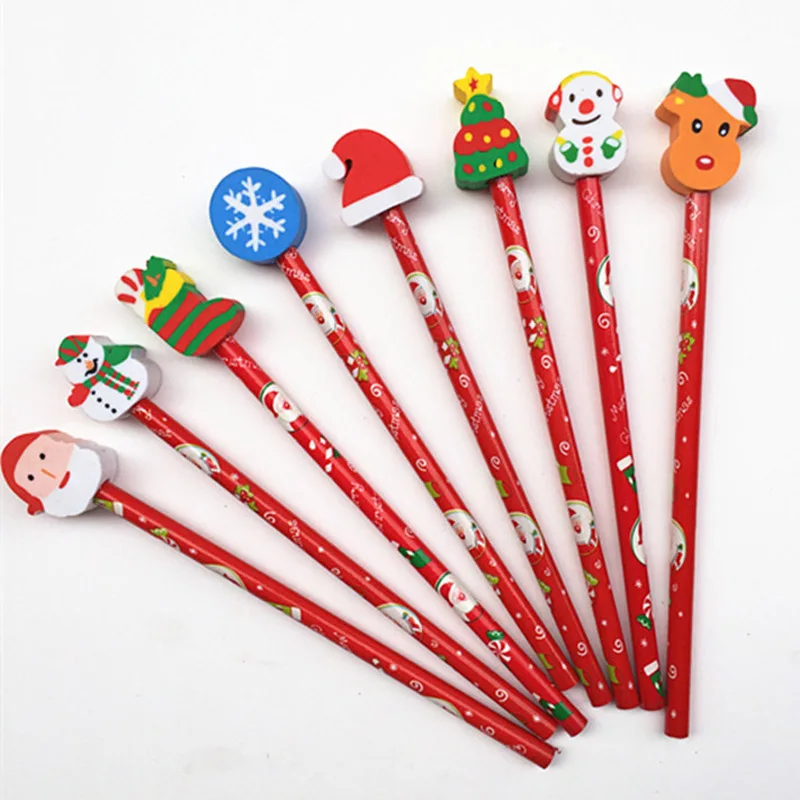 

1PC Creative Christmas Pencil Stationery Christmas Pencil Eraser Set Christmas Student Child Gift Office&School Supplies