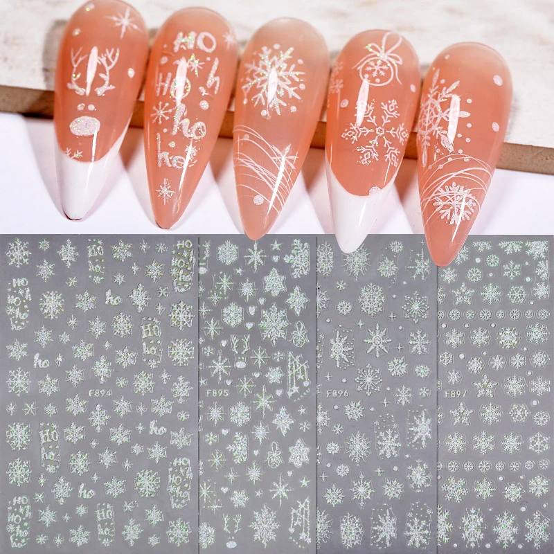 

Merry Christmas 3D Nail Sticker Art Shiny Glitter Snowflake Stickers for Nails Manicure Decals Decoraciones Accessories