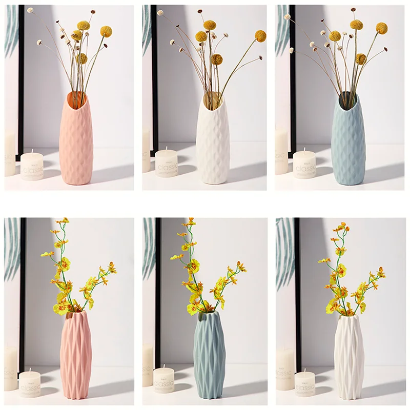 Цветочная ваза в скандинавском стиле белая керамическая небьющаяся для дома с