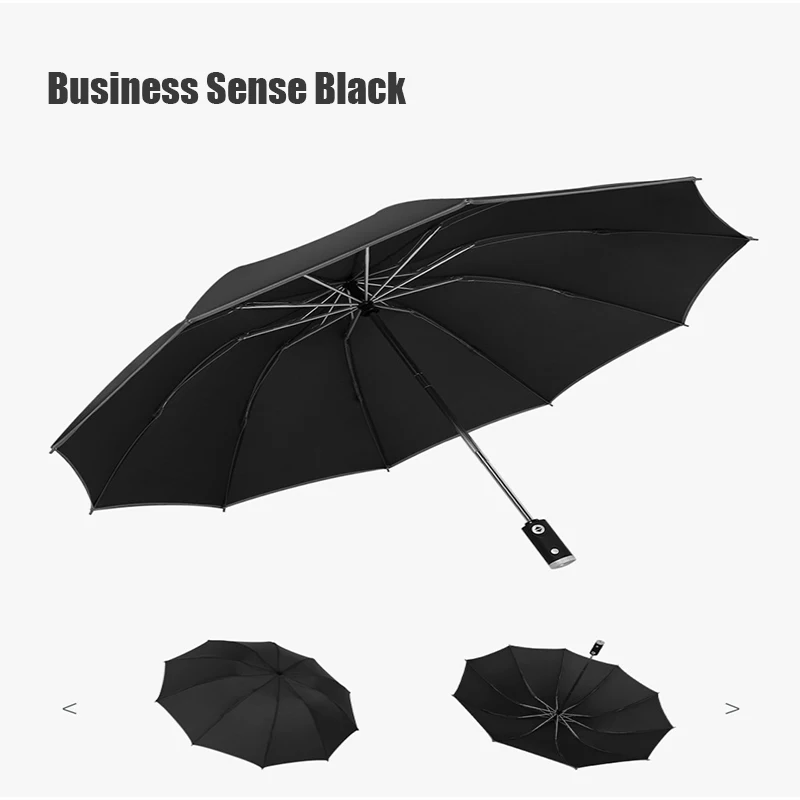 

Автоматический зонт со светоотражающей полосой, складной зонт с 10 ребрами, с защисветильник от ветра, для путешествий