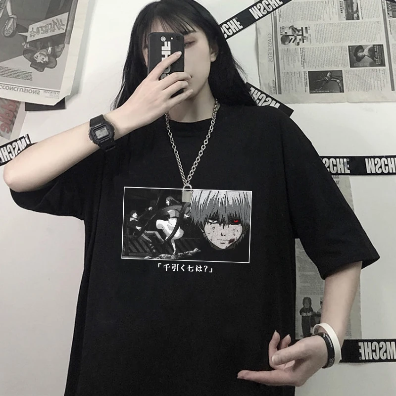

Японское аниме Токийский Гуль канеки Кен Графические футболки для женщин и мужчин Харадзюку повседневные топы для манги шикарные женские ф...