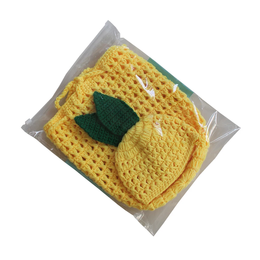 

Adorable Pineapple Baby Handmade Crochet Knitted Photo Shoot Outfits Sleeping Bags Hat Set