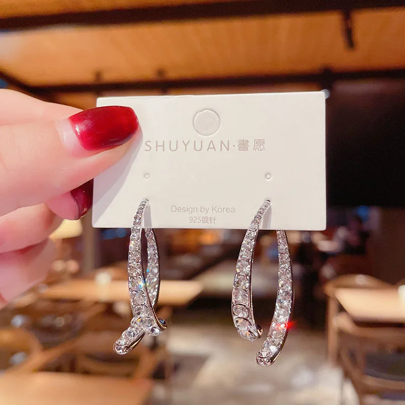 

Drop Shaped 925 Silver Needle Crystal Earrings New Fashion Style Jewelry