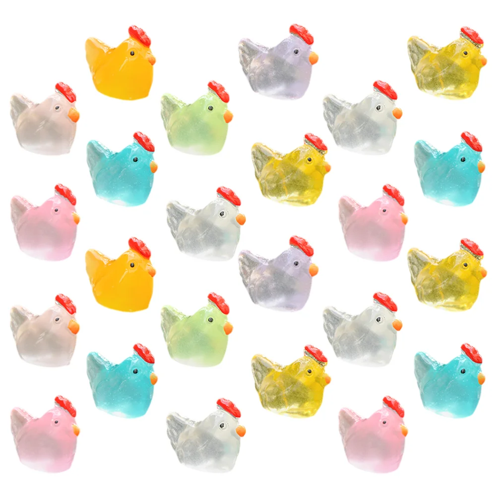 

24 Pcs Tiny Chicken Statues Mini Landscape Figure Miniature Garden Figurine Figurines Miniatures Adorn