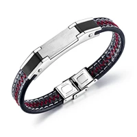 european and american domineering personality male leather bracelet stainless steel jewelry bracelet gift