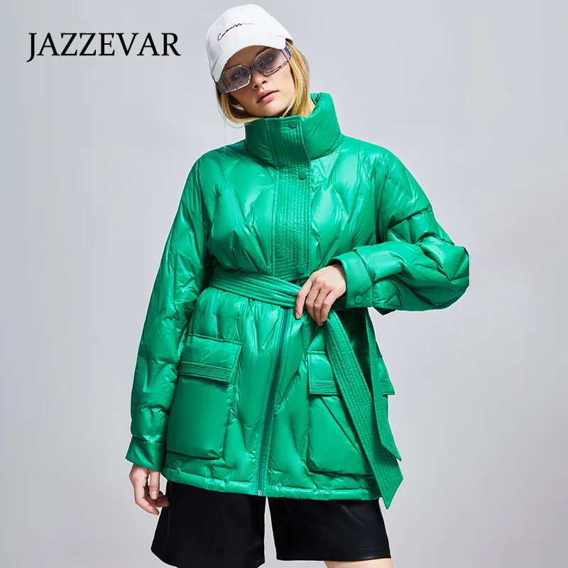 JAZZEVAR Ultra Light White Eiderdown Women's Down Jacket New Winter 2022 Stand-up Collar Ringer Warm Coat