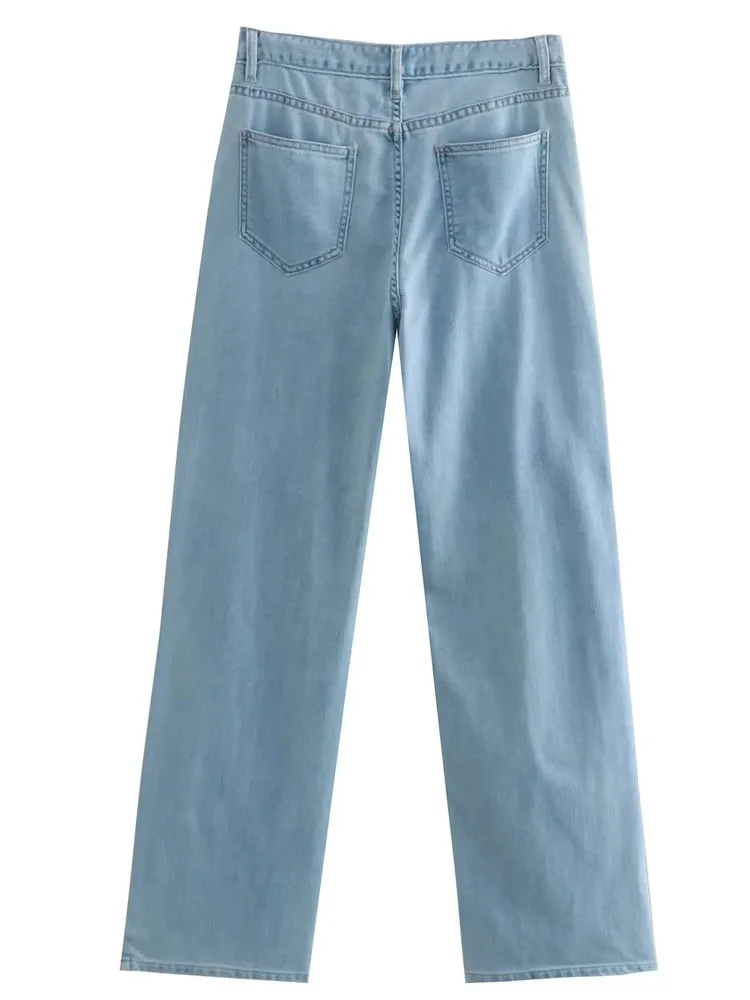 PAILETE Women 2023 fashion wide leg jeans vintage high waist zipper fly female trousers mujer