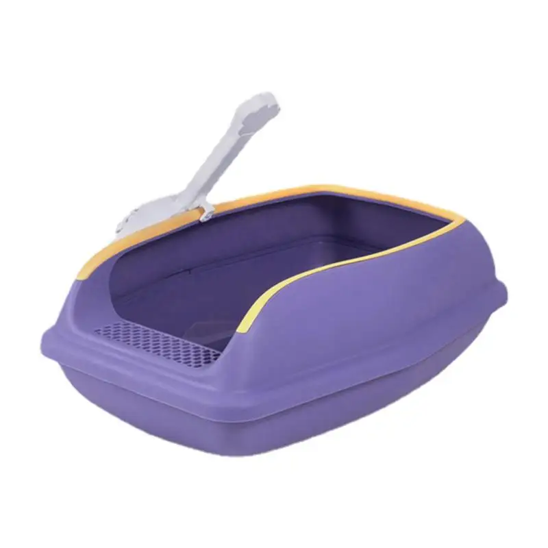 

Kitten Litter Box Heightening Anti-splashing Cats Litter Pan Open Top Cats Litter Box With Movable Fence Travel Cat Toilet For