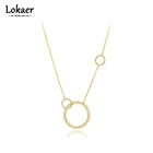 Женское винтажное ожерелье Lokaer, ожерелье из нержавеющей стали с геометрическим круглым кулоном, 18 К золота, N21272