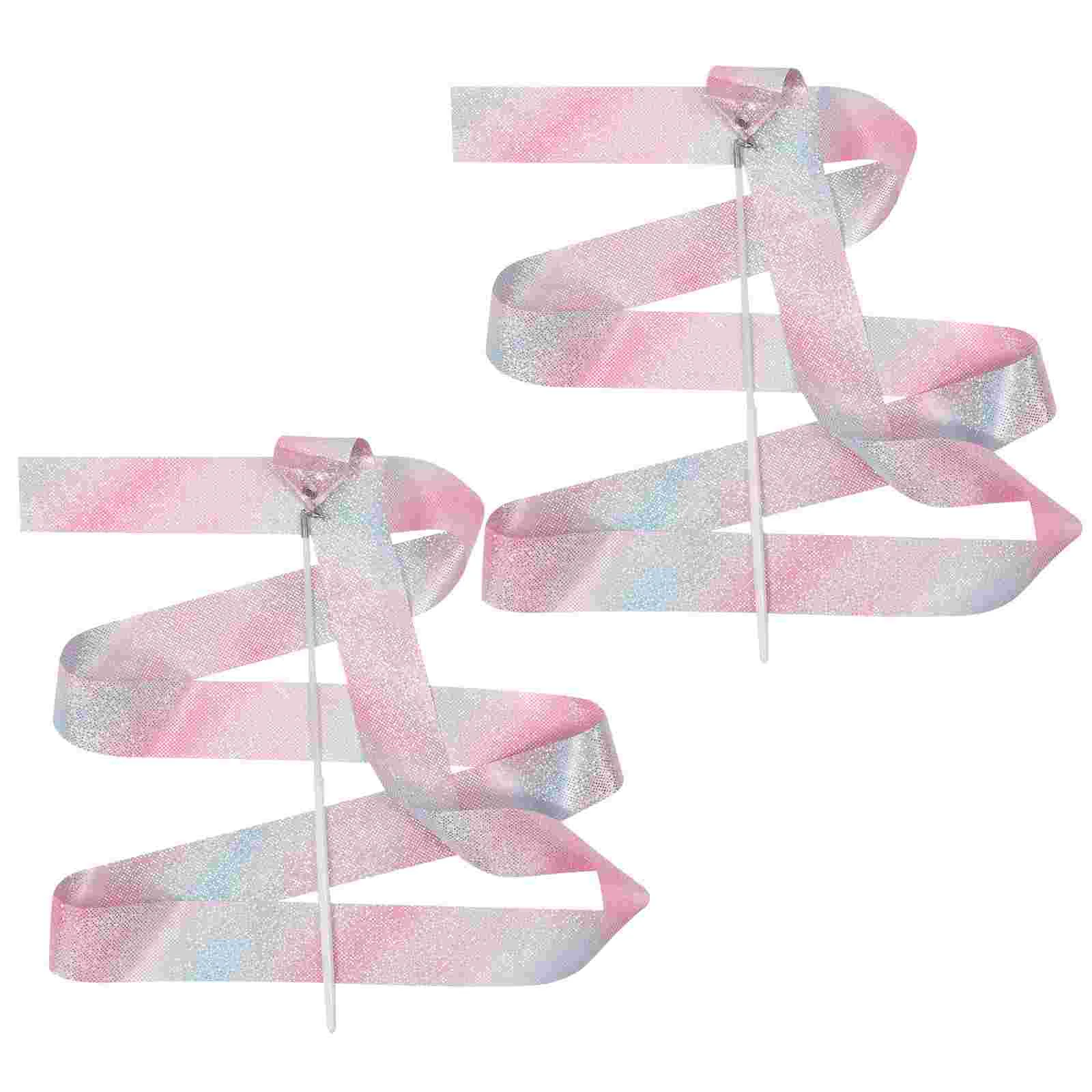 

2 Pcs Rhythmic Gymnastics Ribbons Performing Streamer Dancing Decor Bathroom Decorations Party Dance Decorative