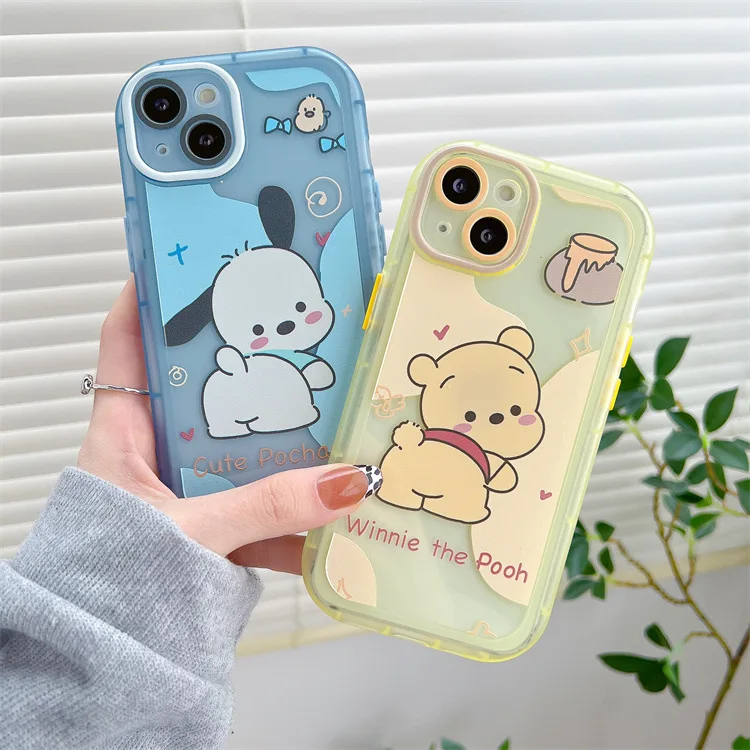 

Cartoon Winnie the Pooh Pachacco Puppy Transparent Phone Case For iPhone 14 13 12 11 Pro Max Xr Xs 14 Plus Case Cute Soft Cover