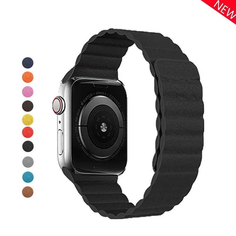 

Ремешок кожаный для Apple watch Band 44 мм 40 мм 38 мм 42 мм 41 мм, магнитный браслет для смарт-часов iWatch Series 3 4 5 6 SE 7 45 мм, 1 шт.