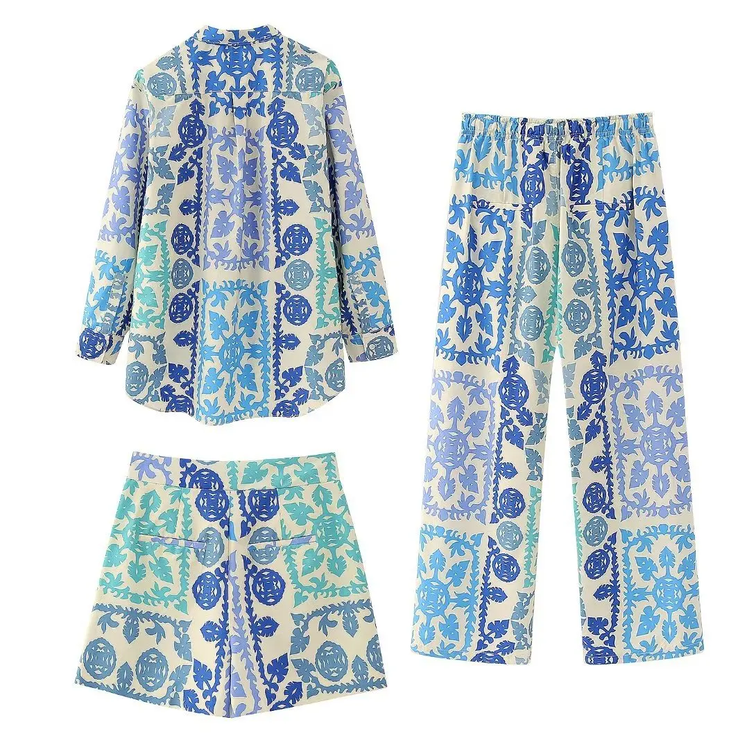 TRAF New 2023 Women Summer Fashion Patchwork Floral Print Pockets Hot Shorts Femme Side Zipper Casual Slim Summer Pants Mujer