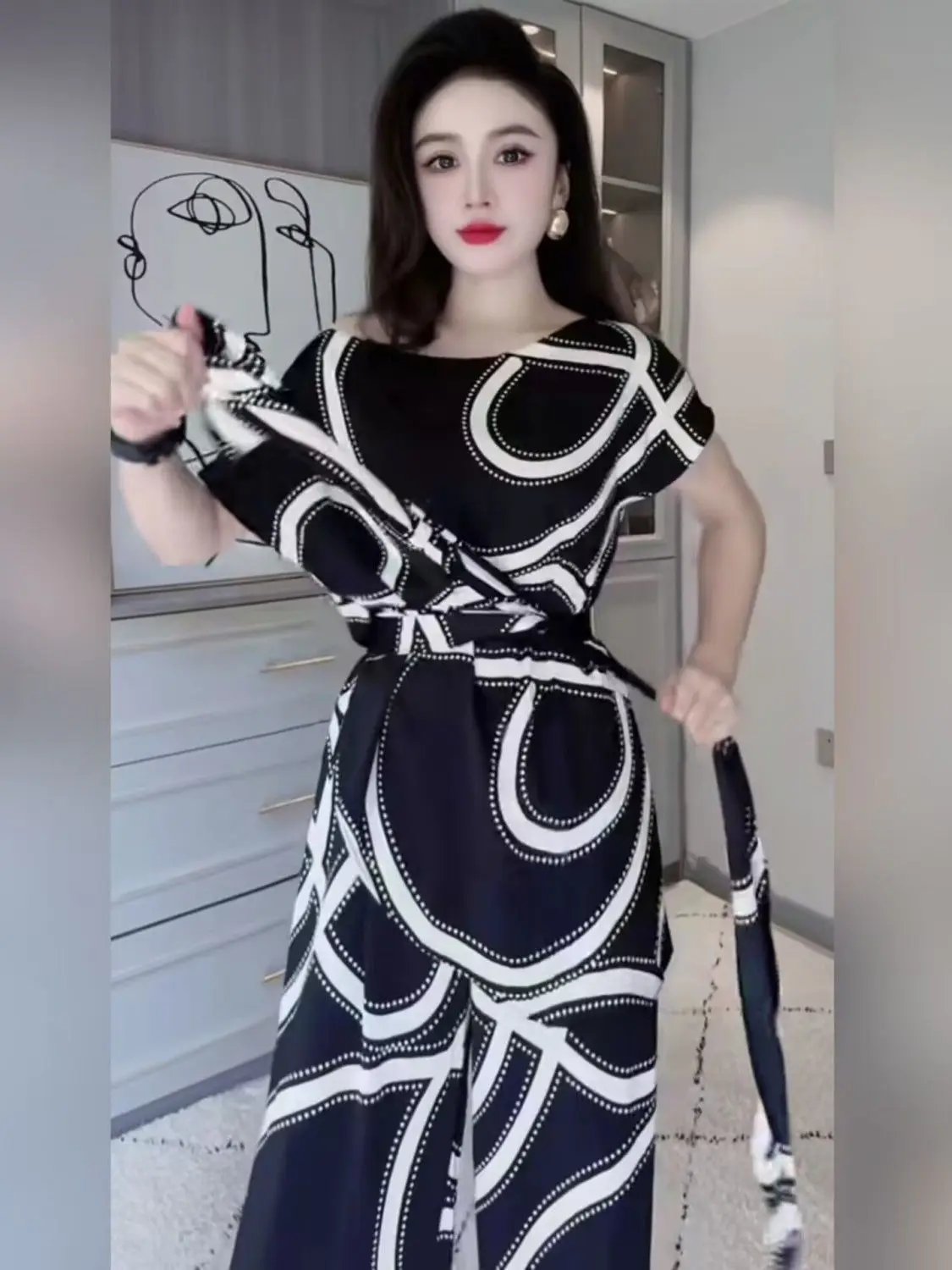 Высококачественная модная просторная рубашка с принтом и повседневные широкие