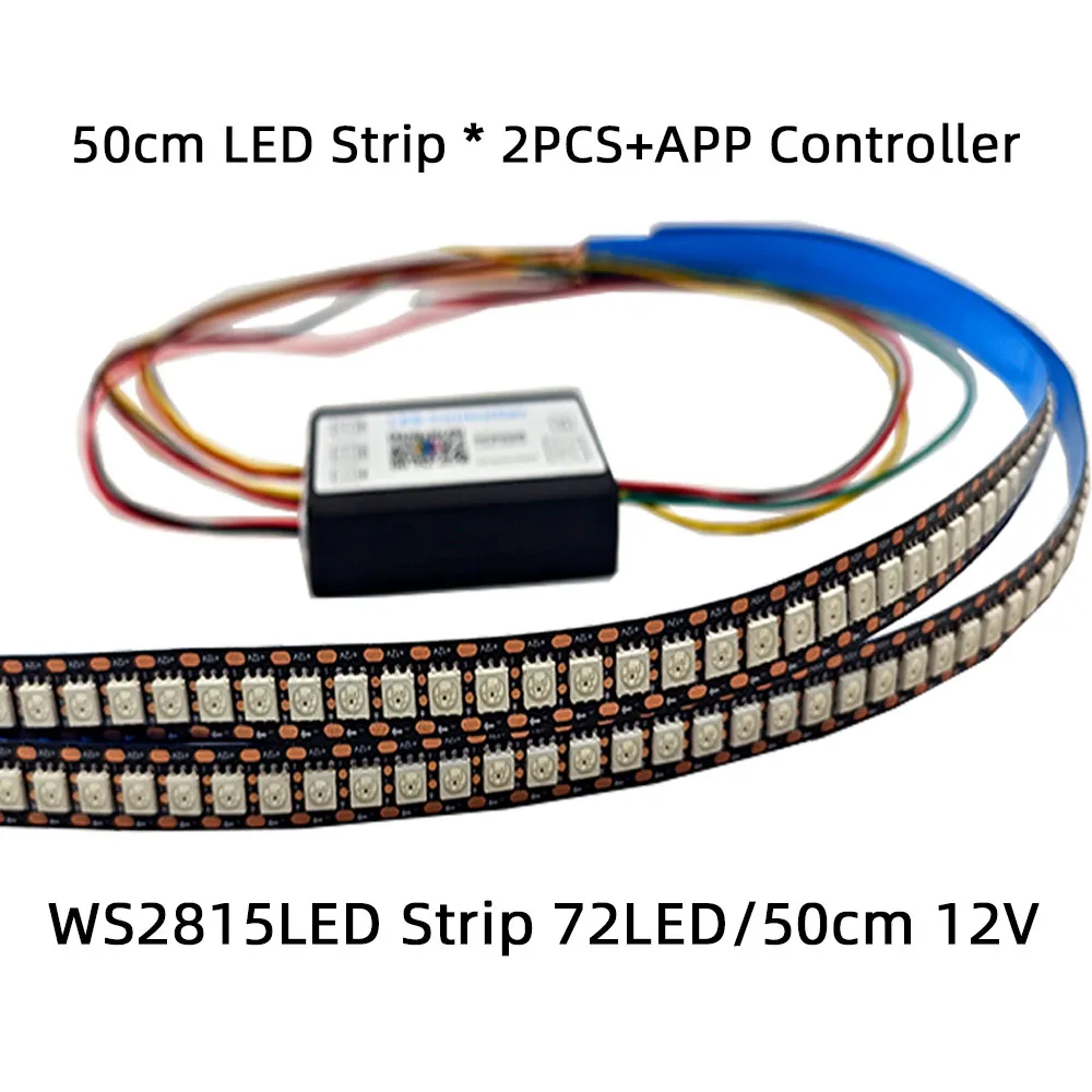 

Автомобильный светодиодный приветственный свет WS2815, указатель поворота, стоп-сигнал, мобильный Bluetooth, управление через приложение, прокрутка, 210-режимная светодиодная лампа