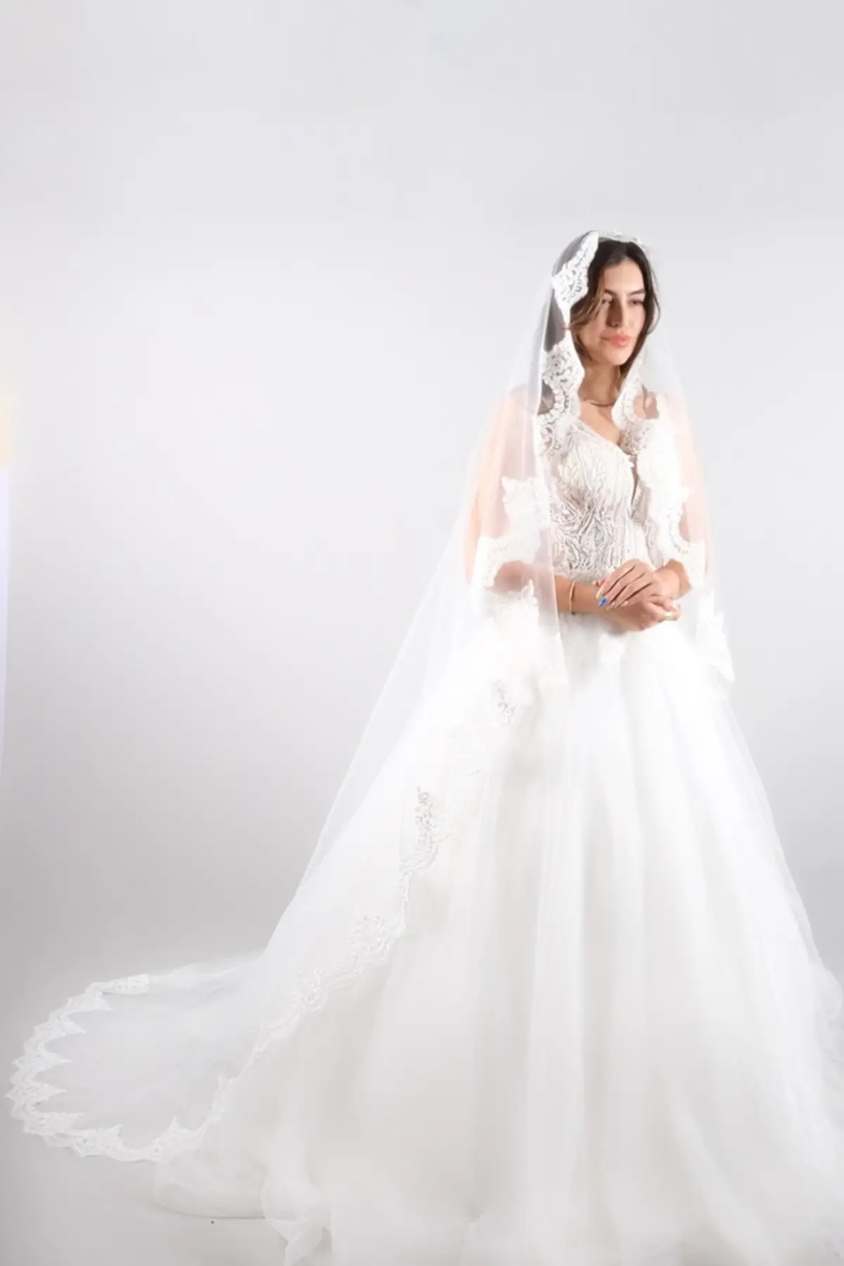 

Bridal Accessories Bridal Veil Nun Model French Lace Veil Length 240 Cm Wedding Handmade For Bride And Bridesmaids