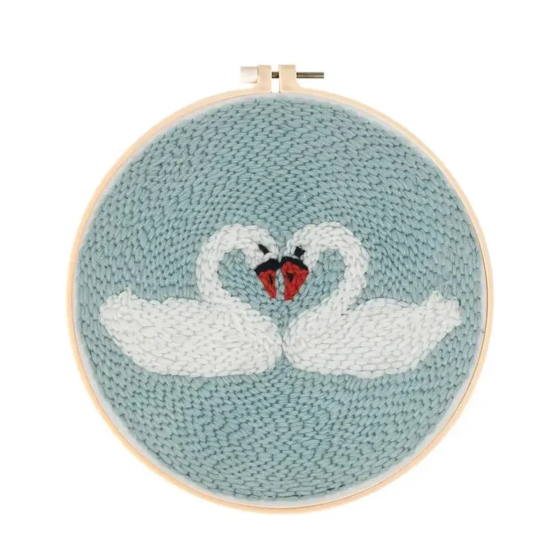 

Fashion Love Swan Embroider Kit Handmade Pock Needle Wool Cross Stitch Punch Kit For Her DIY Crafter Valentine's Day Gift