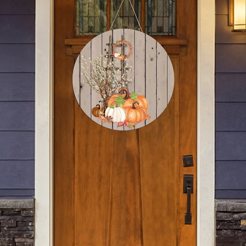 

Надпись приветствия, Круглая дверь, подвесные американские ретро, кантри, гномы, цветы, фрукты, подвеска с рисунком, украшение для входной дв...