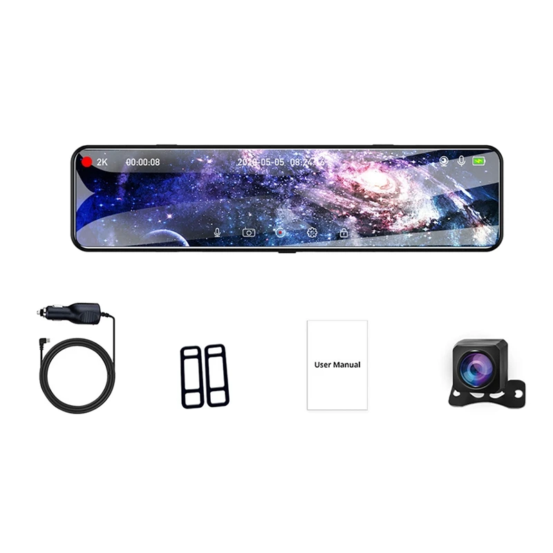 

NEW-Car DVR 2K+1080P Car Dvr Car Dashcam 12Inch Stream Media Rear View Mirror Camera GPS Driving Recorder A45