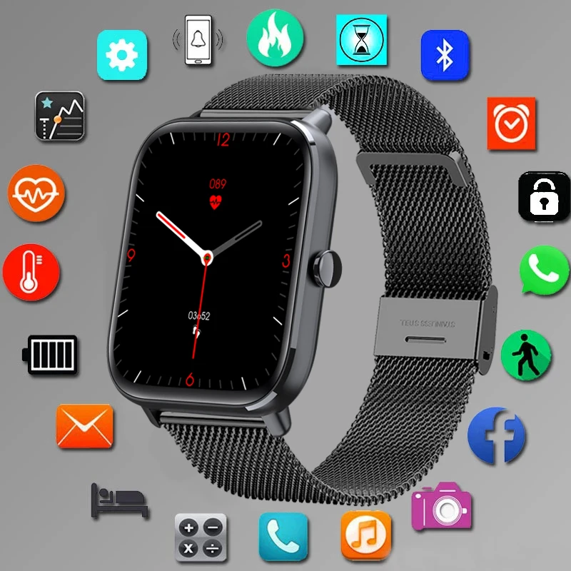 

New 1.69 Inch Smart Watch Pk P8 Men Heart Rate Monitor Body Temperature Waterproof Women Smartwatch Fitness Tracker For iPhone