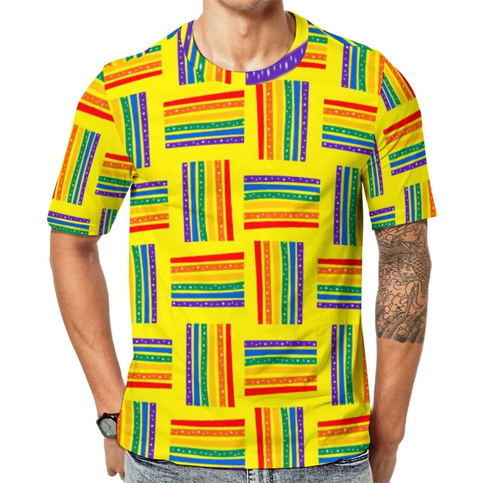 

Pretty Rainbow T-Shirt Men Gay Month Casual T-Shirts Original Fashion Tee Shirt Short Sleeve Print Oversized Clothes